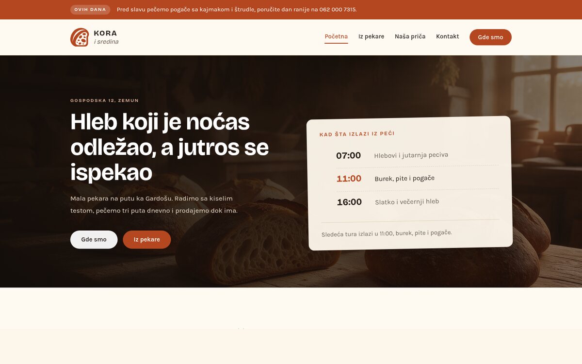 Kora i sredina, sajt izrađen kroz program besplatne izrade