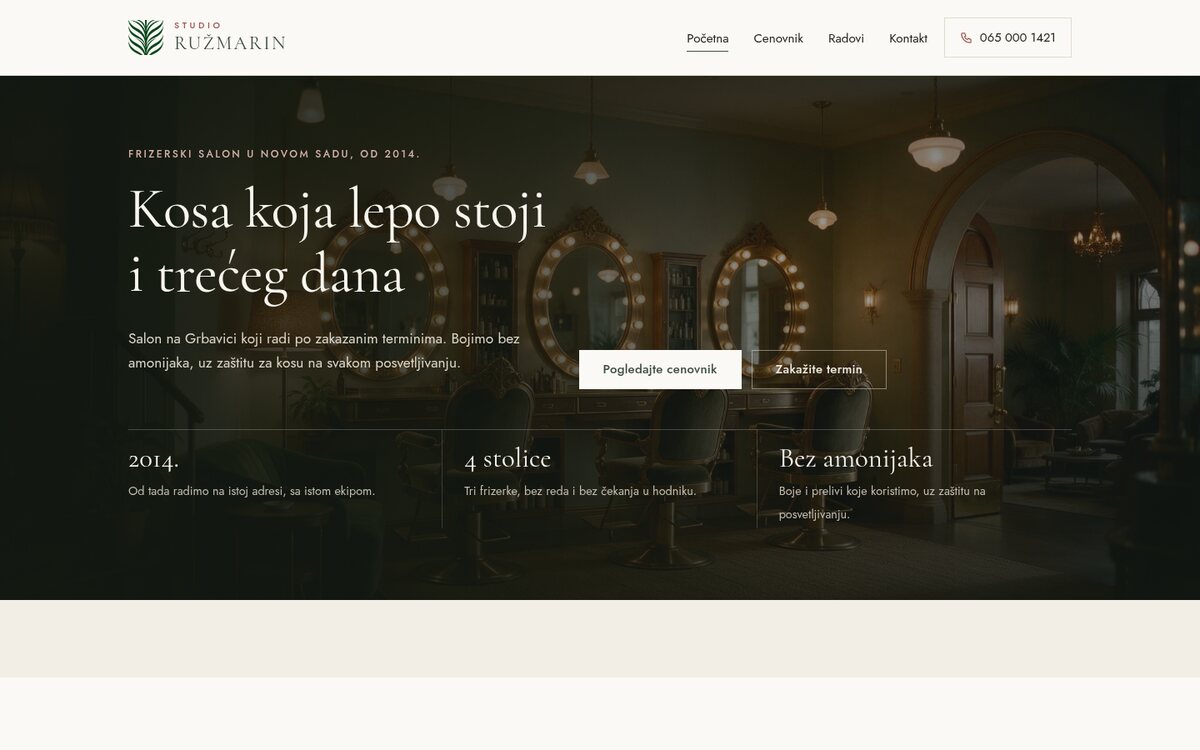 Studio Ružmarin, sajt izrađen kroz program besplatne izrade
