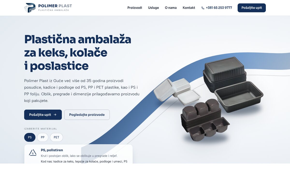 Polimer Plast, sajt izrađen kroz program besplatne izrade
